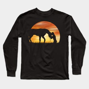 Horse Love Sundown Shadow Girl with Horse Long Sleeve T-Shirt